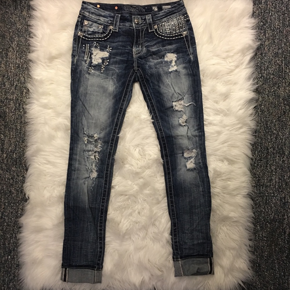 Miss Me size 27 embellished cuffed skinny jean